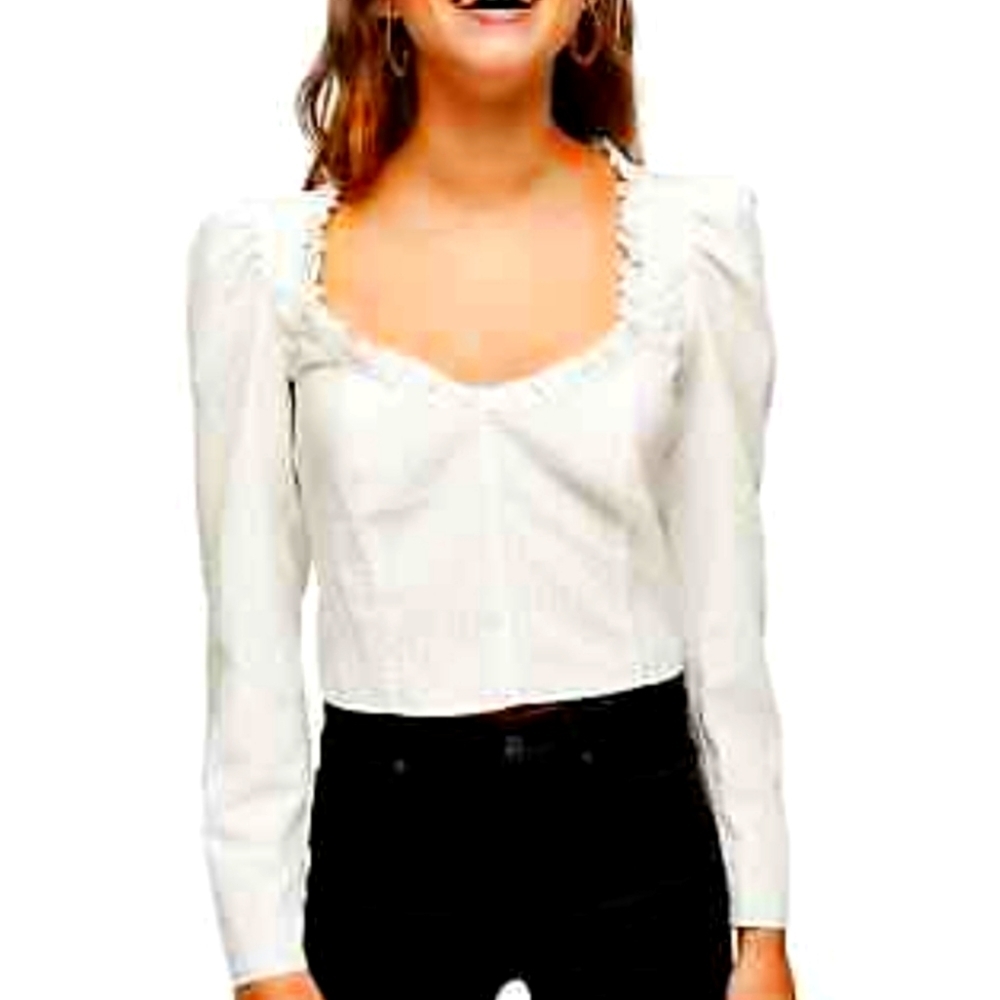 TOPSHOP Satin Prairie Crop Top‎
